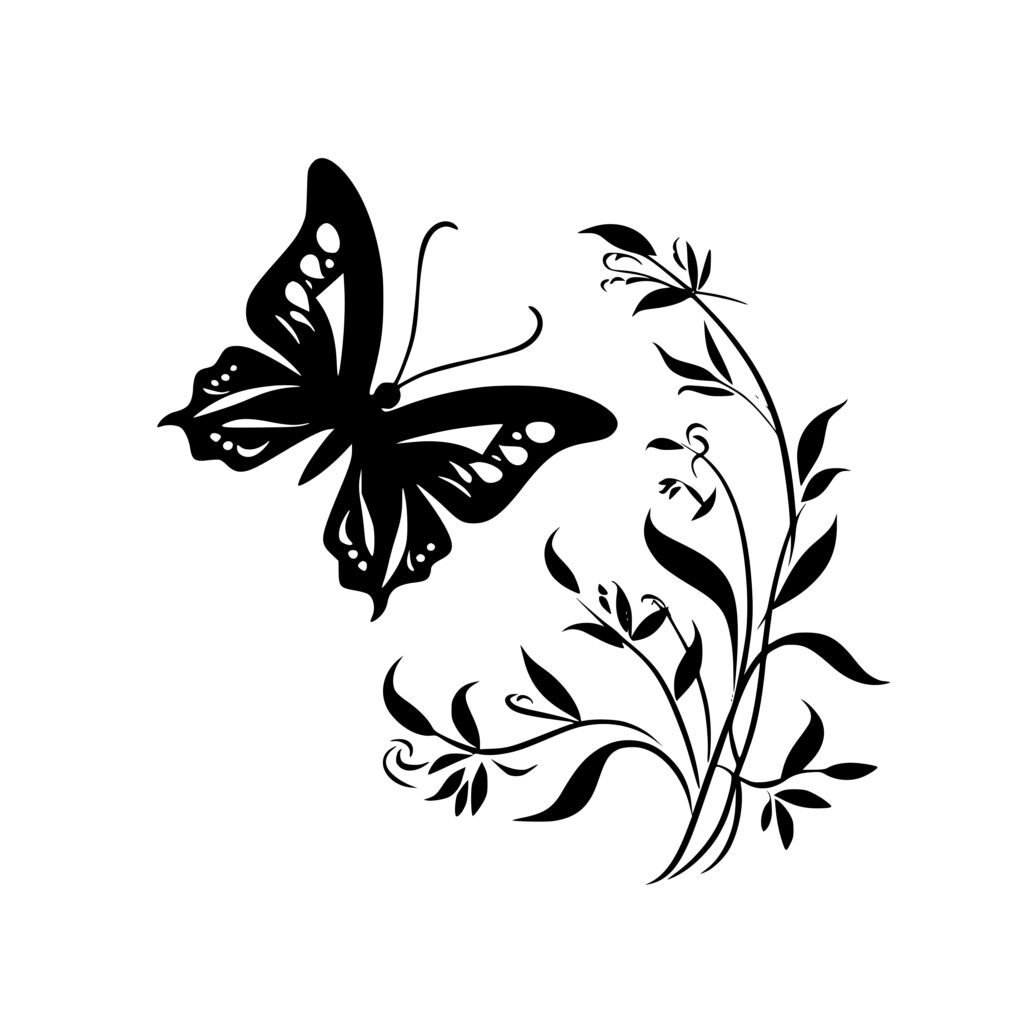 Instant Download Butterfly and Flora SVG File for Cricut, Silhouette ...