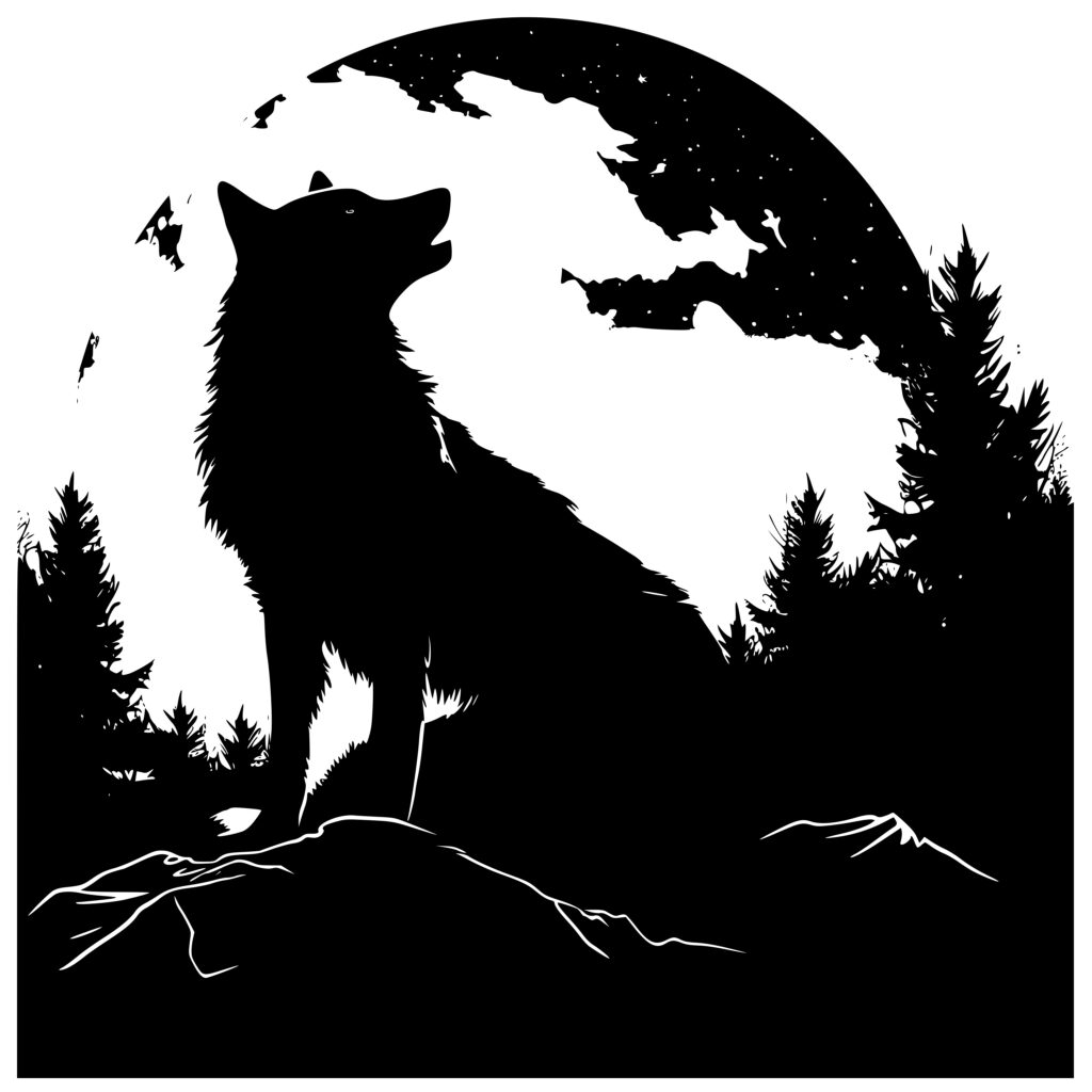 Wolf Night Gaze SVG File for Cricut, Silhouette, Laser Machines