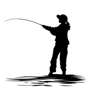 Woman Fishing SVG File for Cricut, Silhouette, Laser Machines
