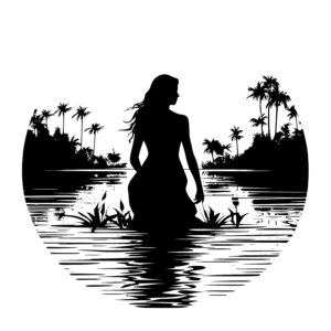 Enchanting Woman in Lake