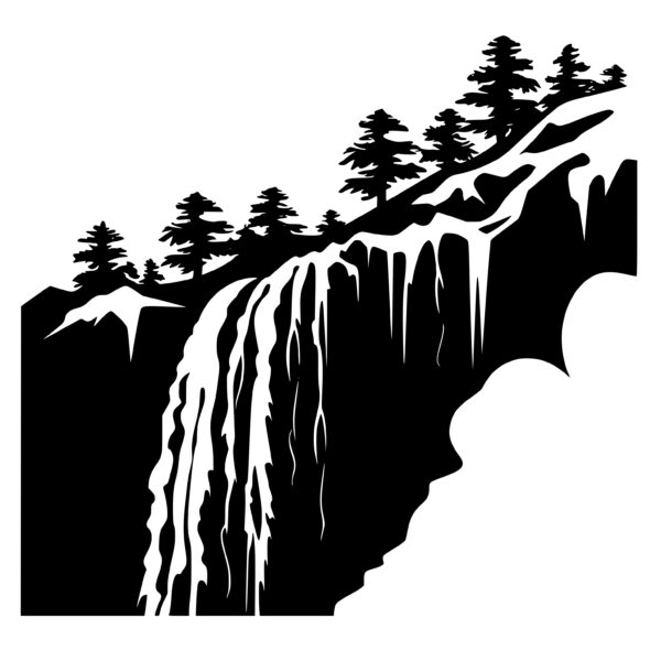 Mountain Waterfall Oasis: SVG File for Cricut, Silhouette, Laser