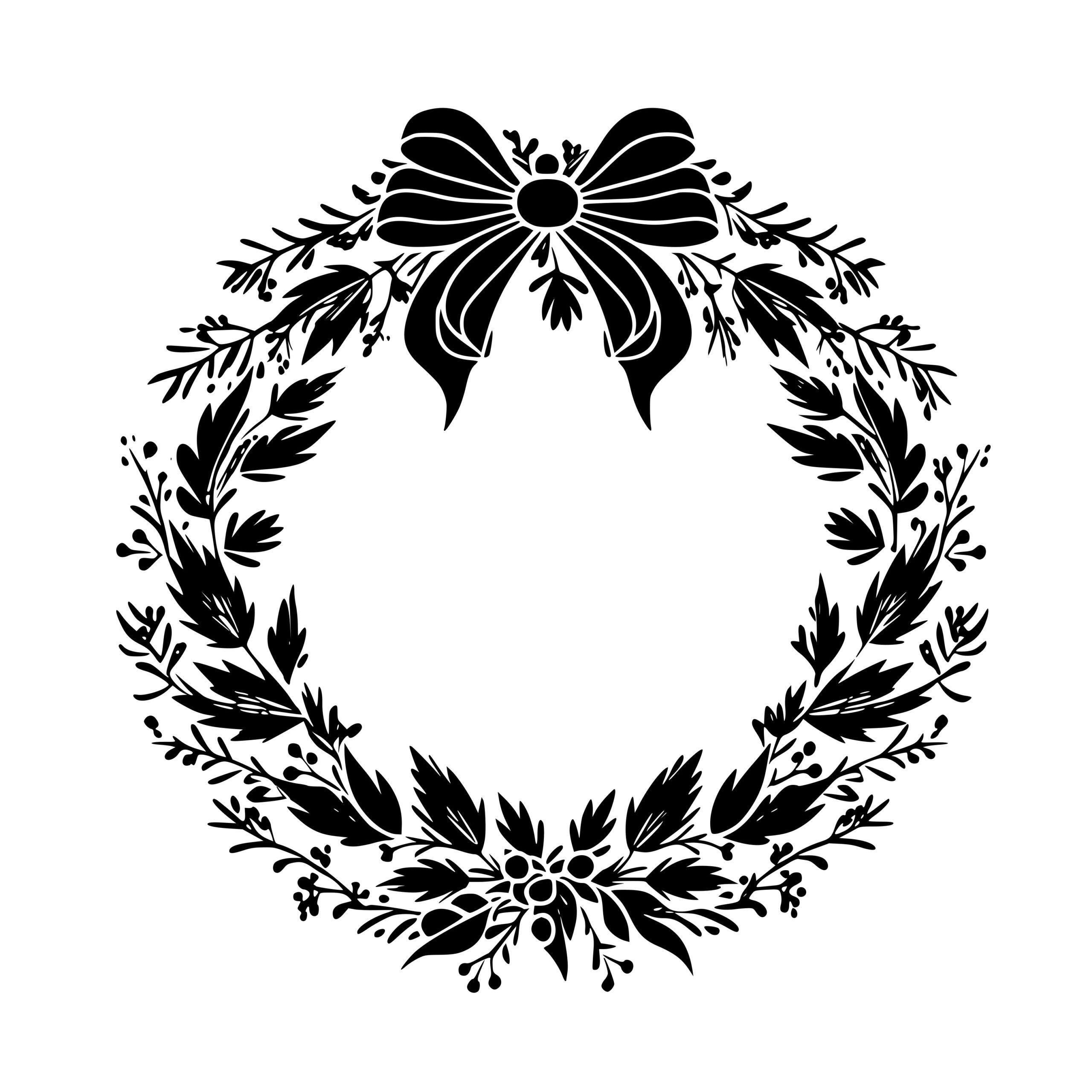 Instant Download SVG/PNG/DXF: Bow-tied Wreath for Cricut, Silhouette, Laser