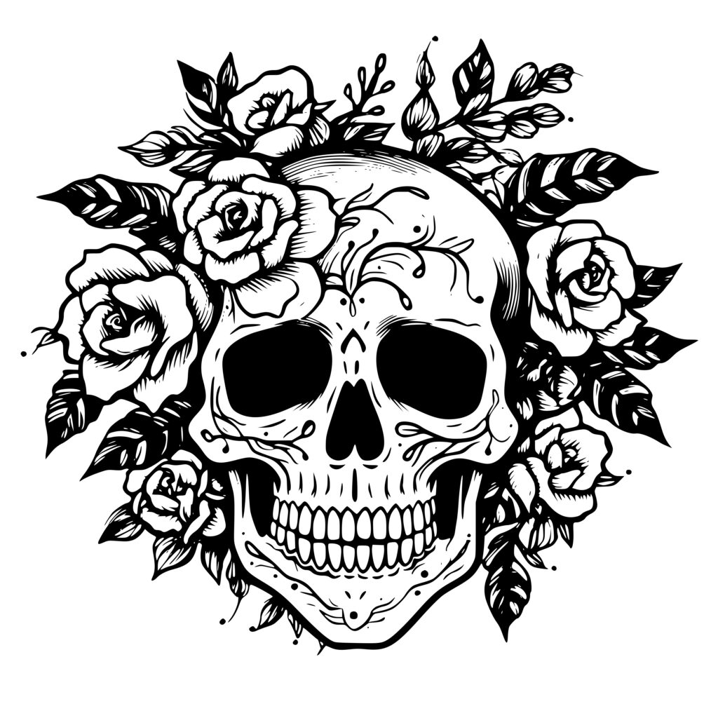 Rose-Adorned Skull: SVG, PNG, DXF Instant Download Image for Cricut ...