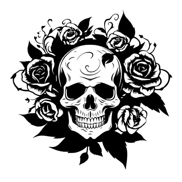 Skull & Blossoms: Instant Download Image for Cricut, Silhouette, Laser ...
