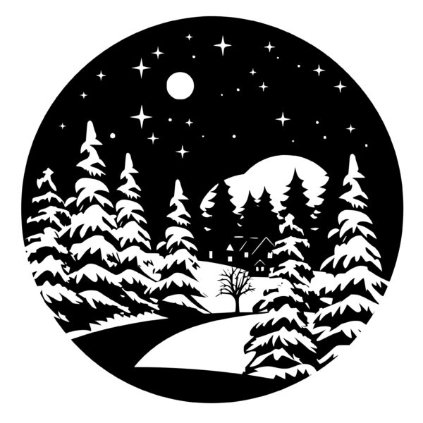 Snow-Covered Night: SVG File for Cricut, Silhouette, Laser Machines