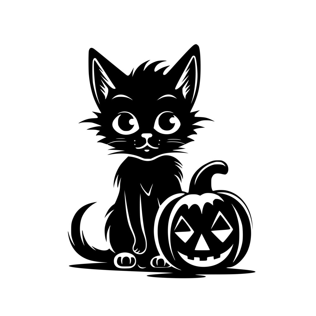 Adorable Halloween Kitty SVG File for Cricut, Silhouette, Laser