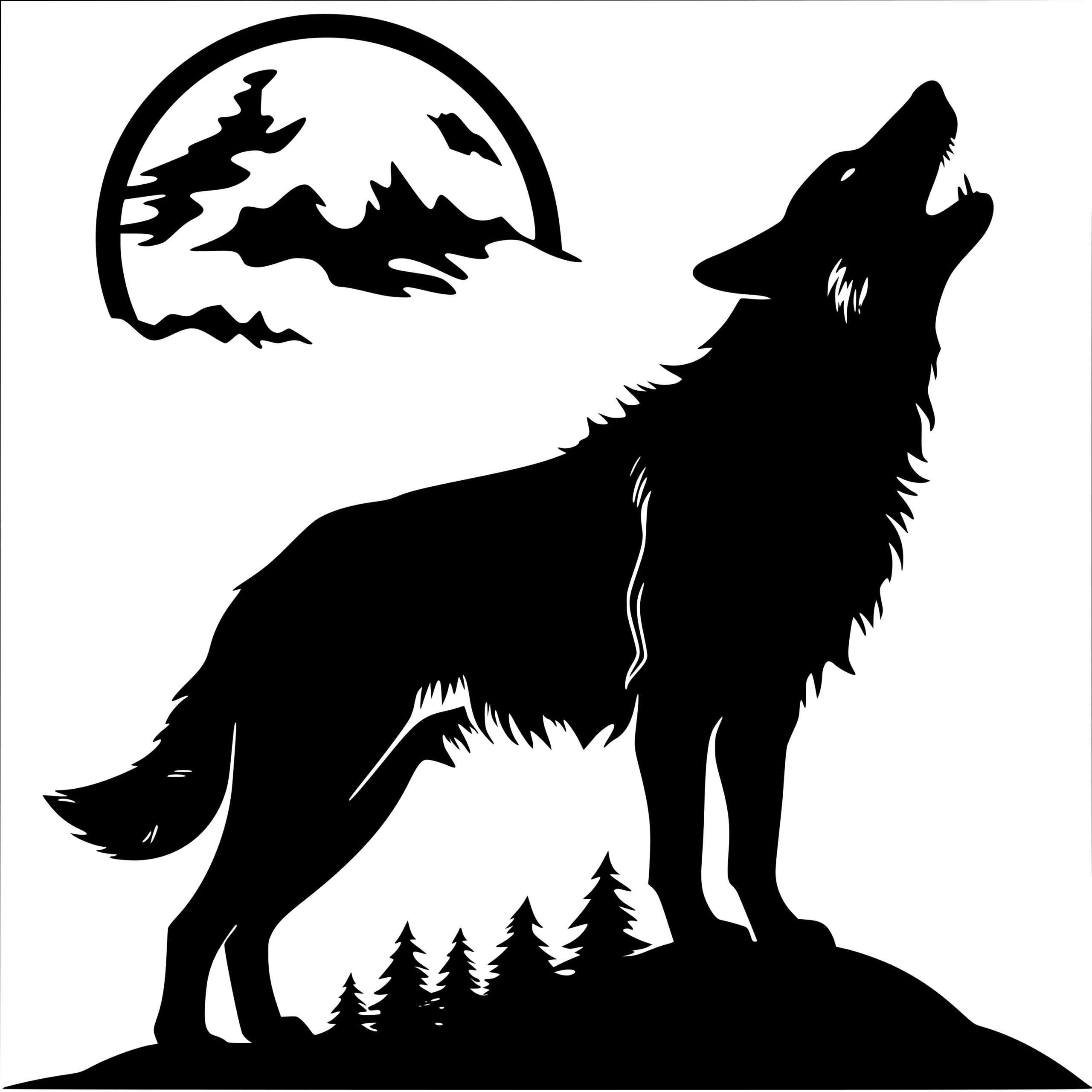 Mystic Moon Wolf Image SVG File for Cricut, Silhouette, Laser Machines
