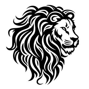 Proud Lion with Flowing Mane