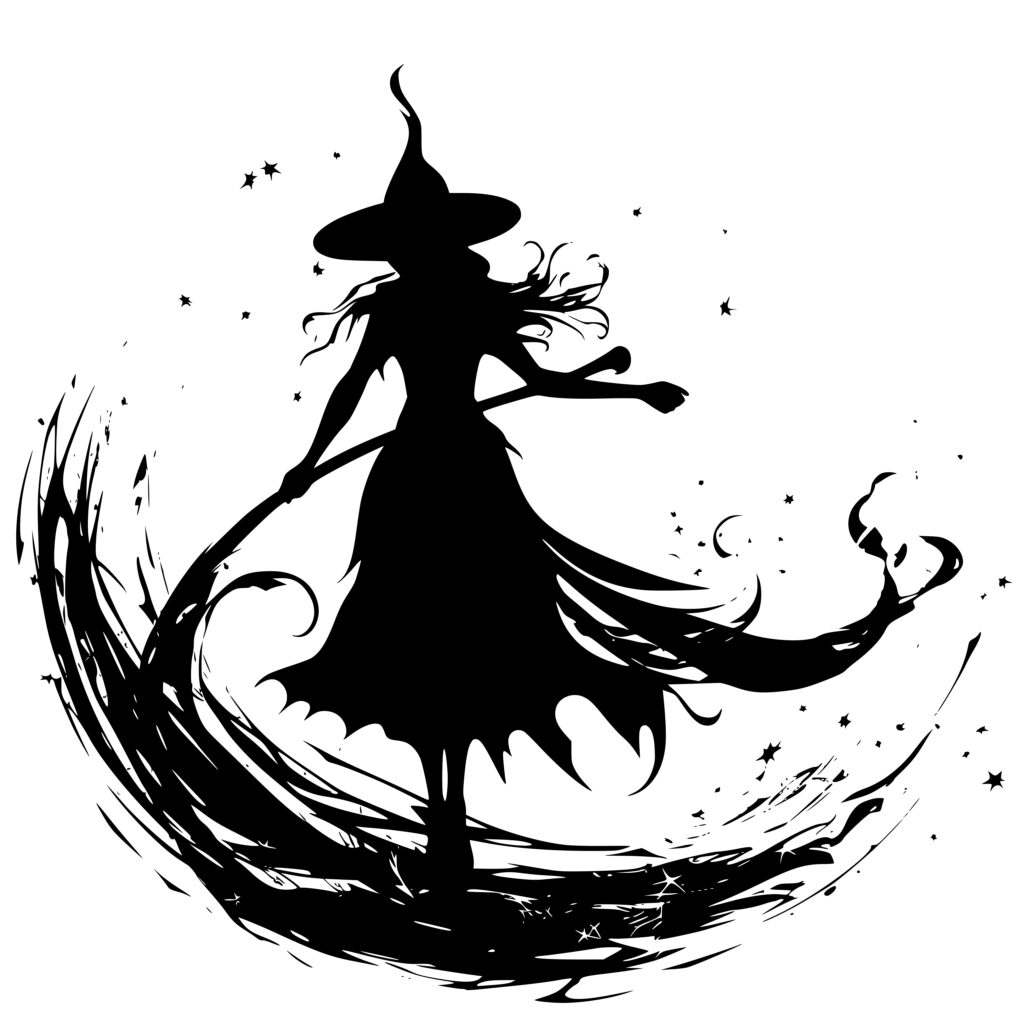 Spellcasting witch svg image for cricut silhouette and laser machines