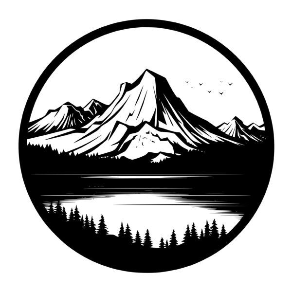 Tree Lined Mountain Lake SVG PNG DXF Files for Cricut, Silhouette ...