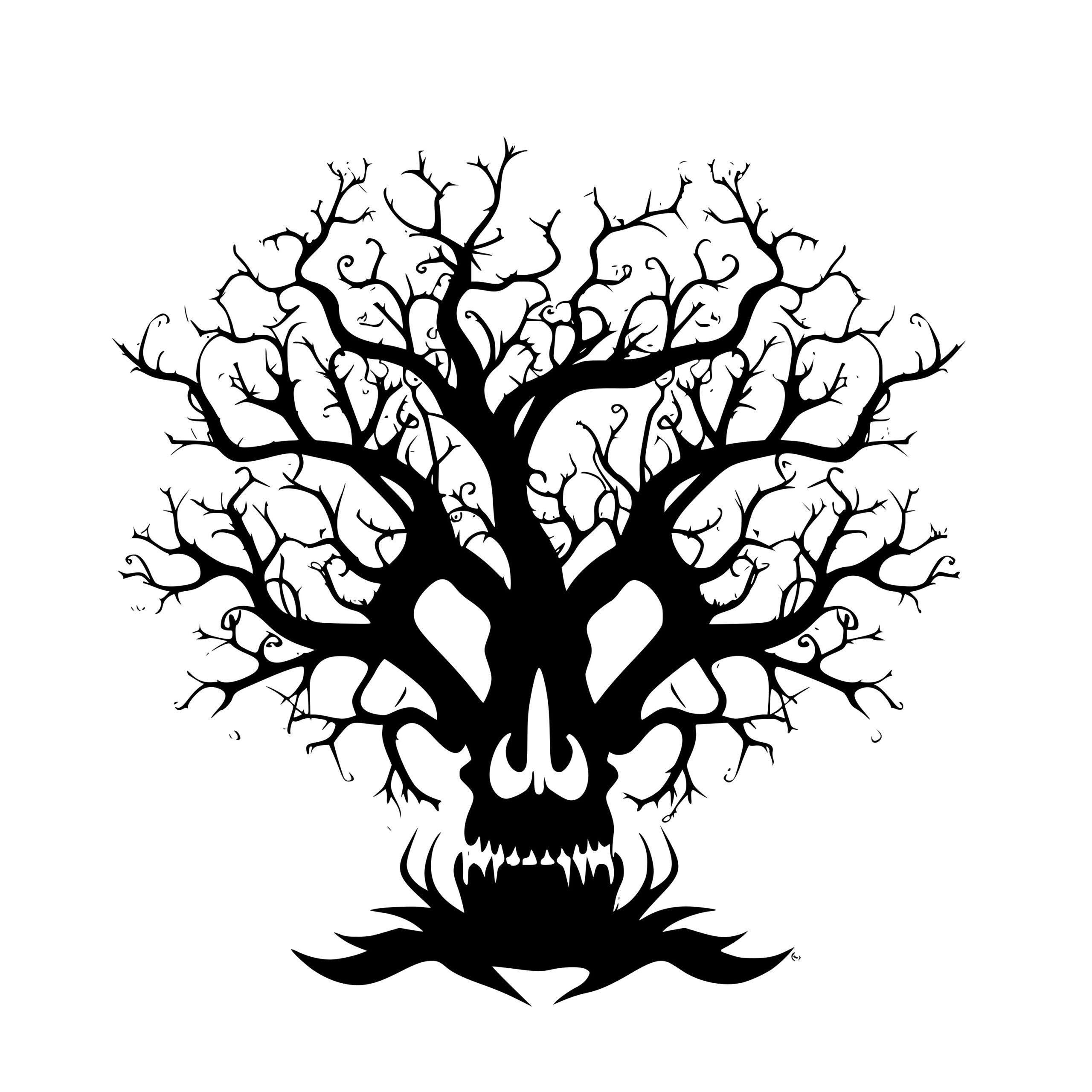 Skull Tree SVG/PNG/DXF Files for Cricut, Silhouette, Laser Machines
