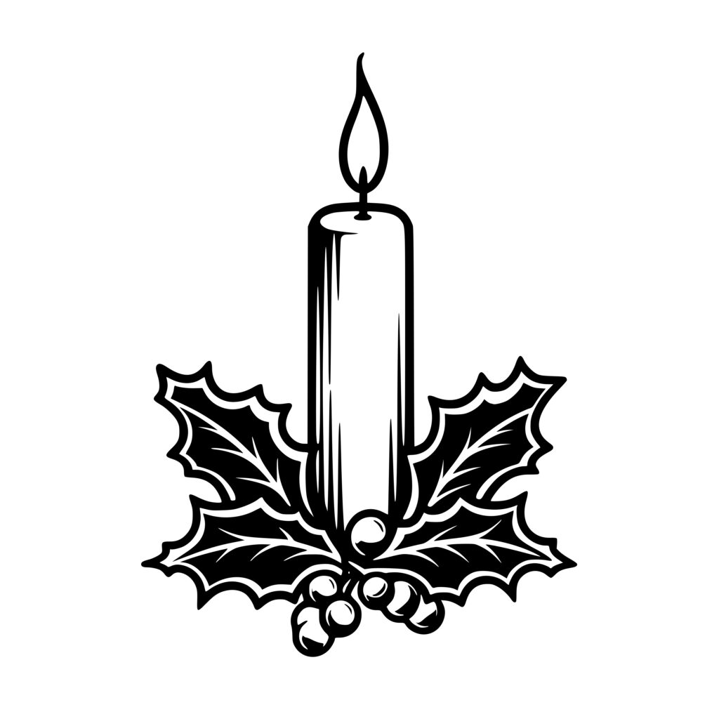 Holly Christmas Candle SVG File for Cricut, Silhouette, Laser Machines