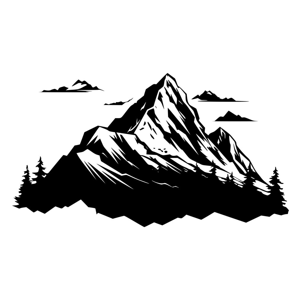 Instant Download Forested Mountain Vista Image - SVG, PNG, DXF Files