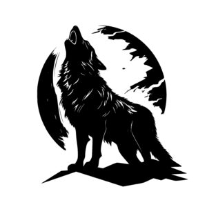 Howling Wolf in Moonlight