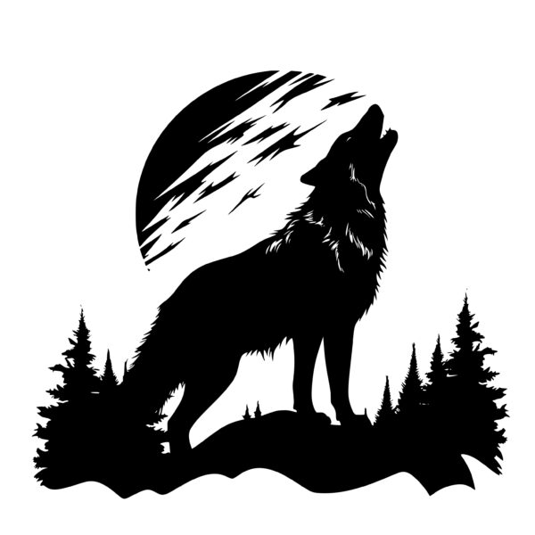 Nocturnal Wolf Howl SVG File for Cricut, Silhouette, Laser Machines