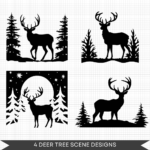 4 DEER TREE SCENE DESIGNS