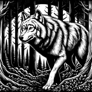 Wolf in Woodland Shadows