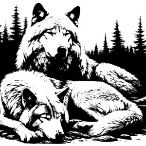 Vintage Wolves in Forest