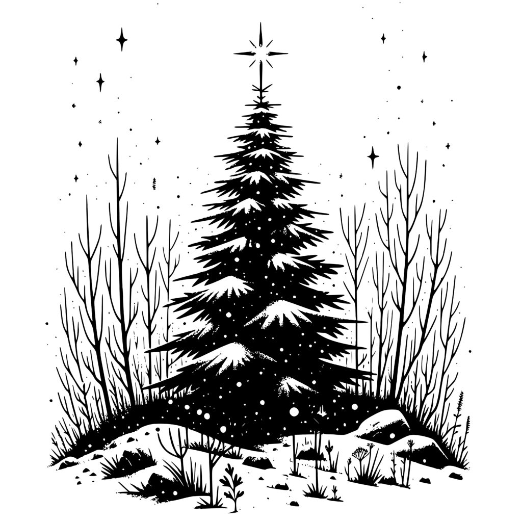 Snowy Christmas Tree SVG File for Cricut, Silhouette, Laser Machines