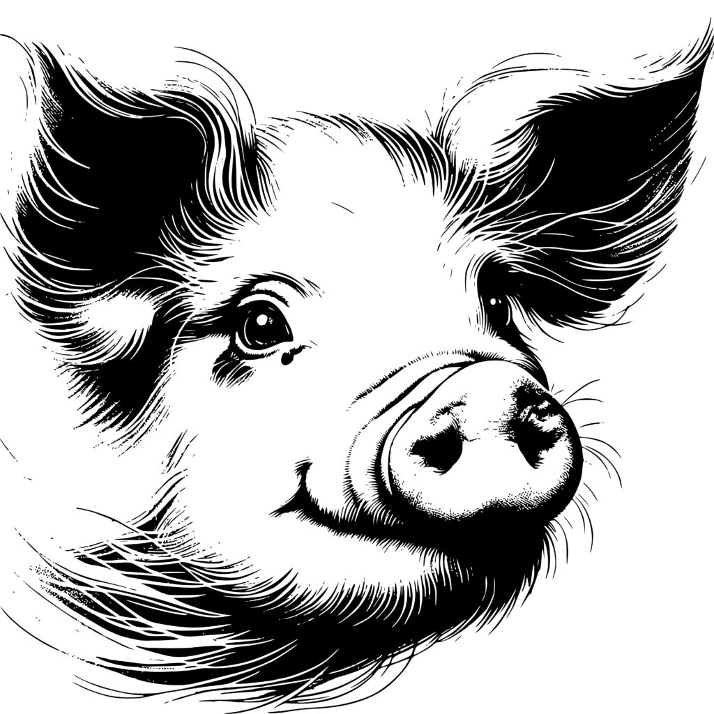 Piggy Face Closeup SVG File for Cricut, Silhouette, Laser Machines