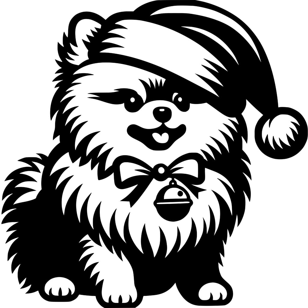 Santa Pomeranian Pup SVG File for Cricut, Silhouette, and Laser Machines