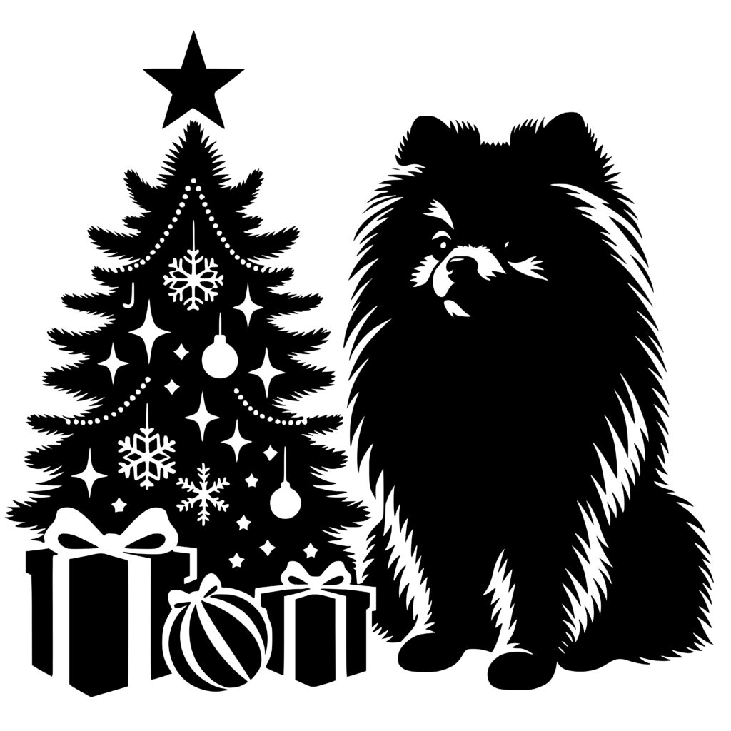 Christmas Surprise SVG File: Pomeranian Dog Gifts for Cricut, Silhouette