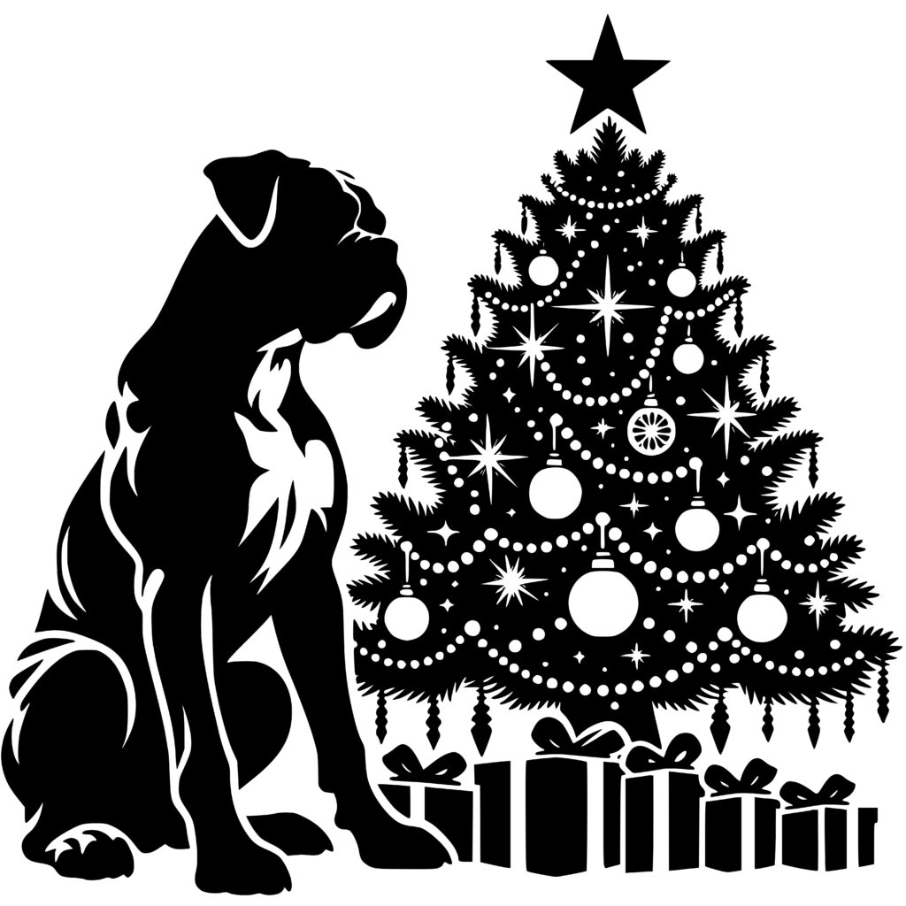 Boxer Dog Christmas SVG File for Cricut, Silhouette, Laser