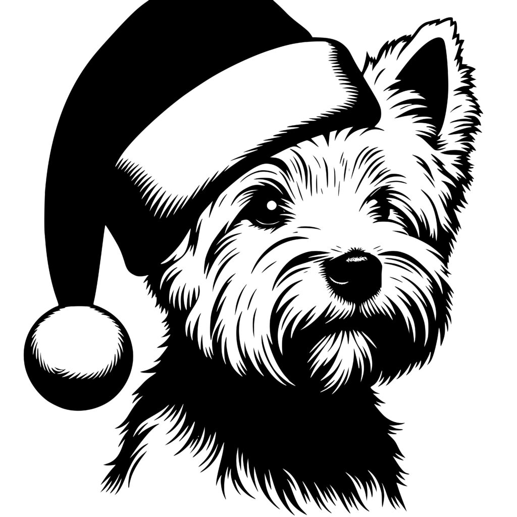 Santa Hat Terrier SVG File: Christmas Dog Design for Cricut, Silhouette ...