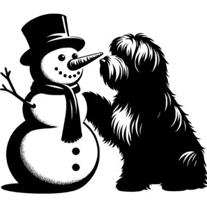 Snowman and Havanese Pup