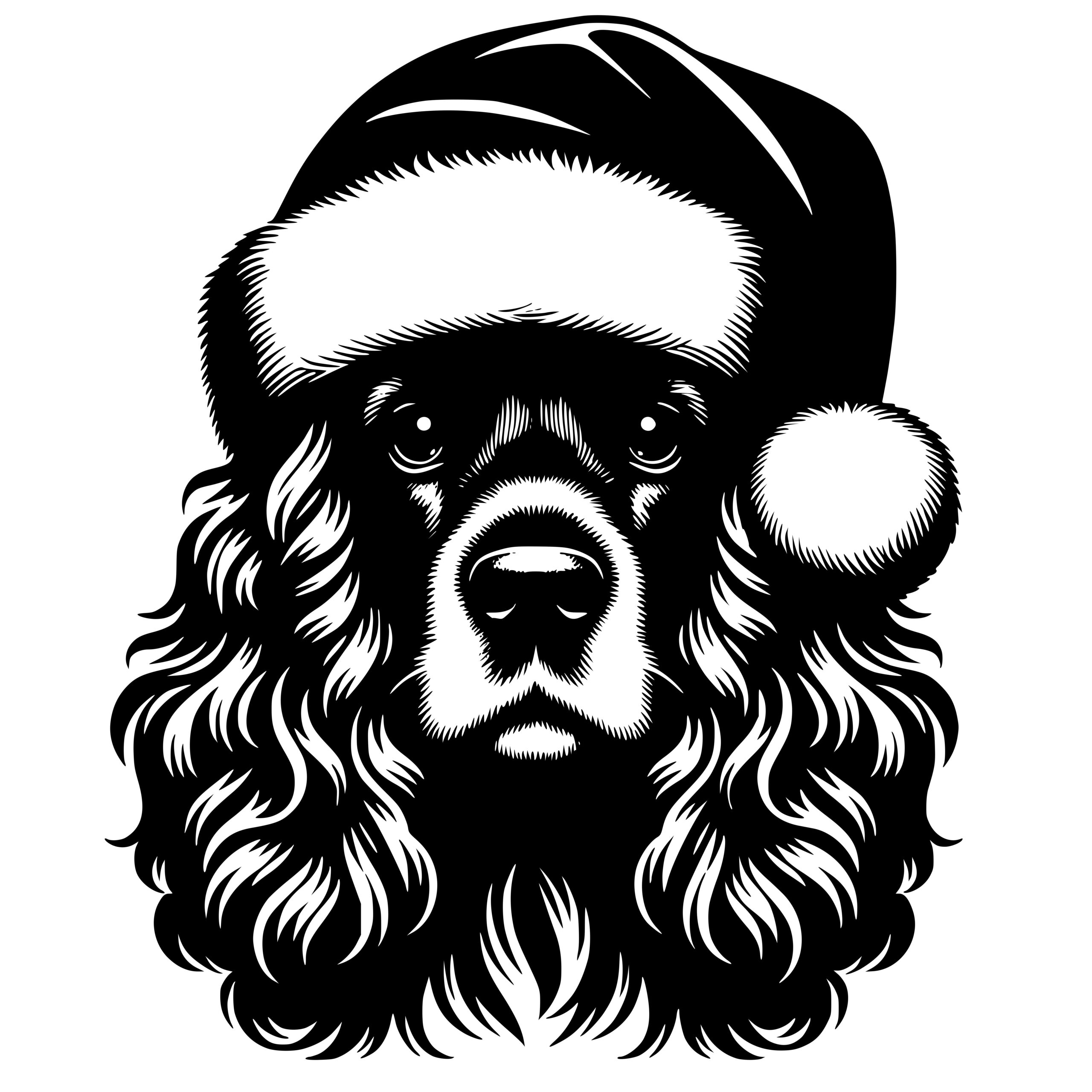 Santa Hat Spaniel SVG: Perfect Image for Cricut, Silhouette, Laser