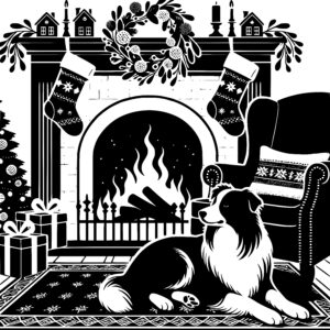 Fireplace Australian Shepherd