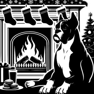 Warm Fireplace Boxer Pup