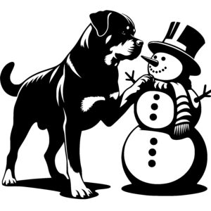 Snowman and Rottweiler Playtime