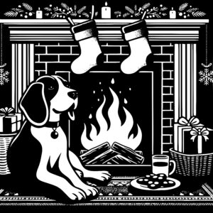 Beagle by the Fireplace