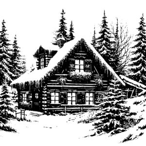 Snow-covered Cabin