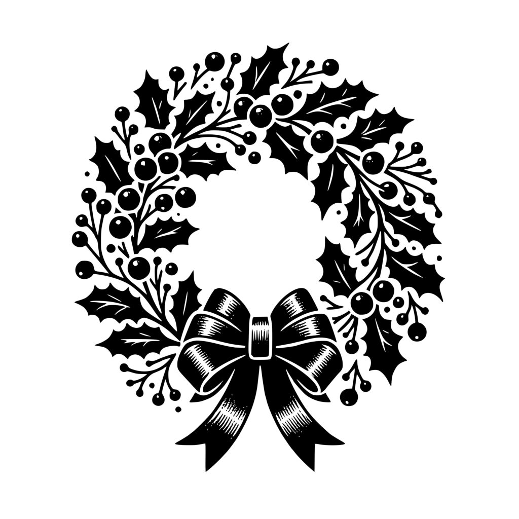 Holly Festive Wreath Image for Cricut, Silhouette, xTool, Glowforge