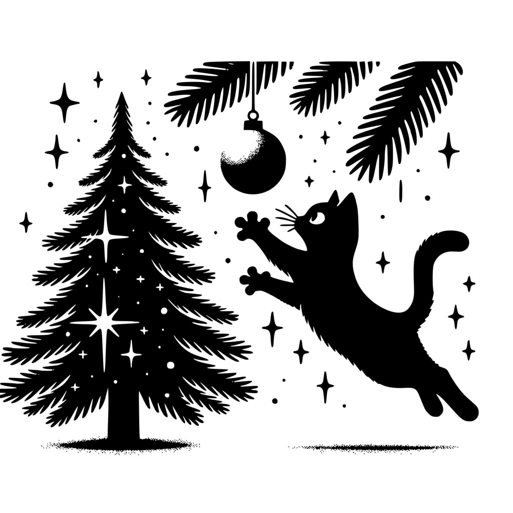 Christmas Cat Leap: SVG File for Cricut, Silhouette, Laser Machines