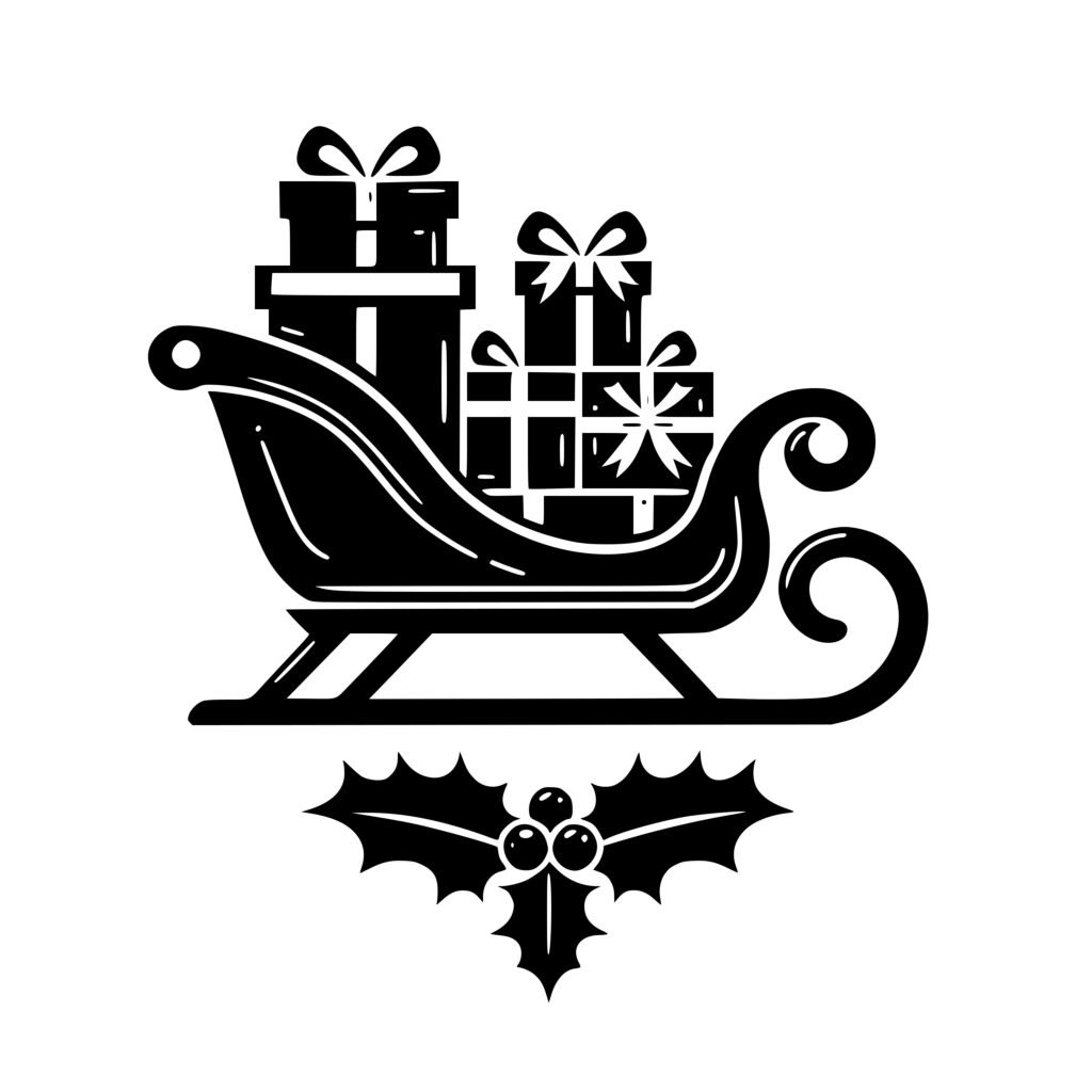 Festive Holiday Sleigh SVG File for Cricut, Silhouette, Laser Machines