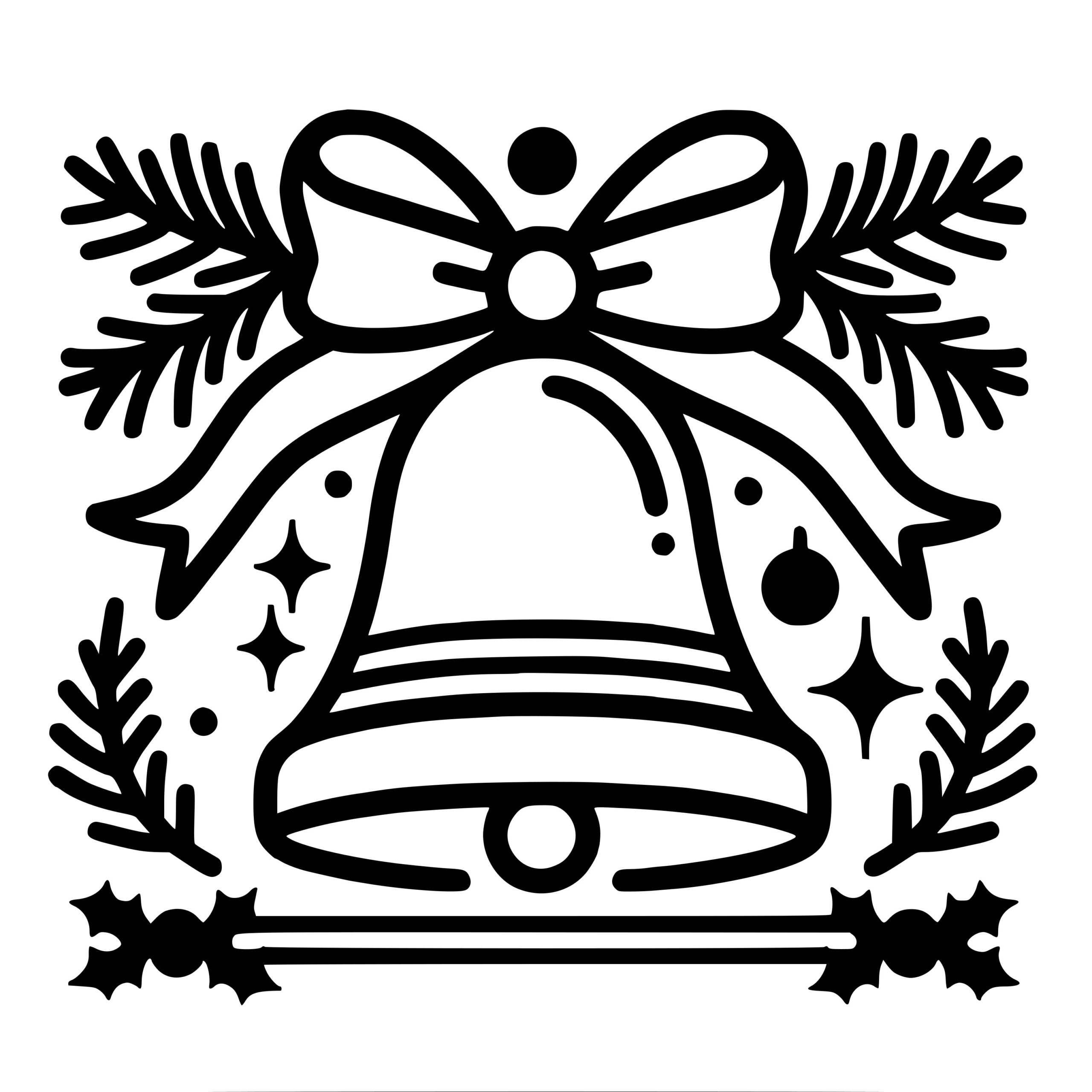 Bell with Bow SVG/PNG/DXF Instant Download for Cricut, Silhouette, Laser