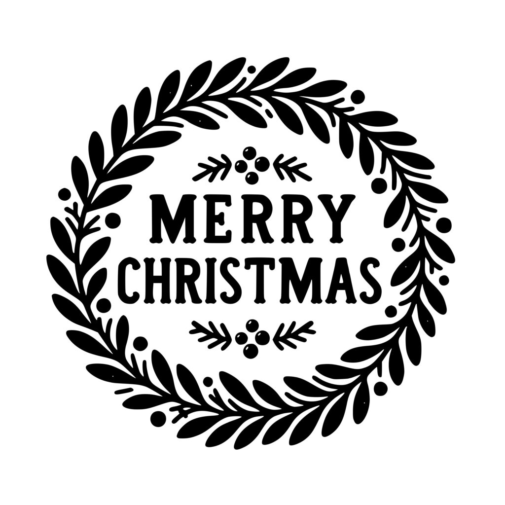 Merry Christmas Wreath: SVG File for Cricut, Silhouette, and Laser Machines