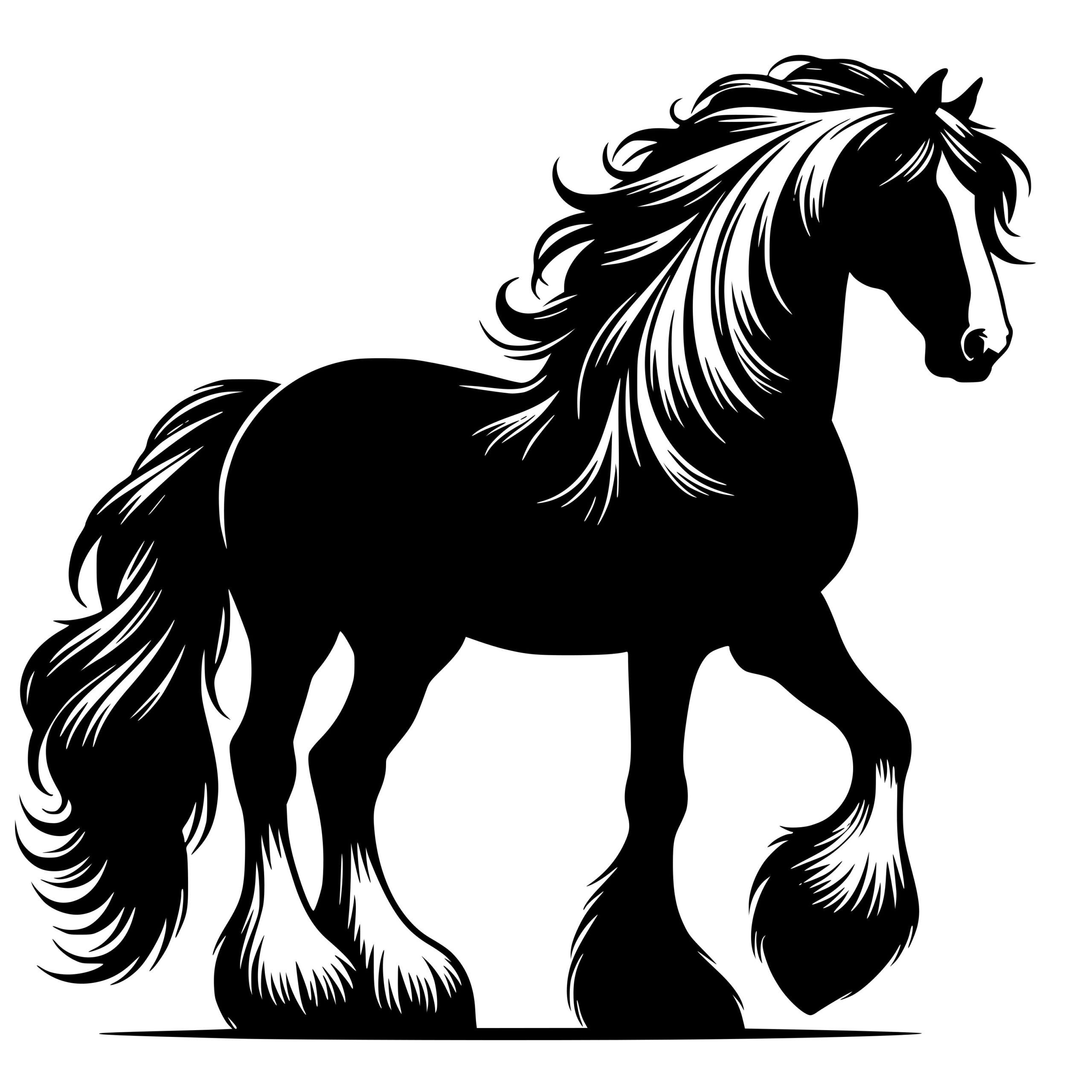 Majestic Long-haired Horse SVG File for Cricut, Silhouette, Laser Machines