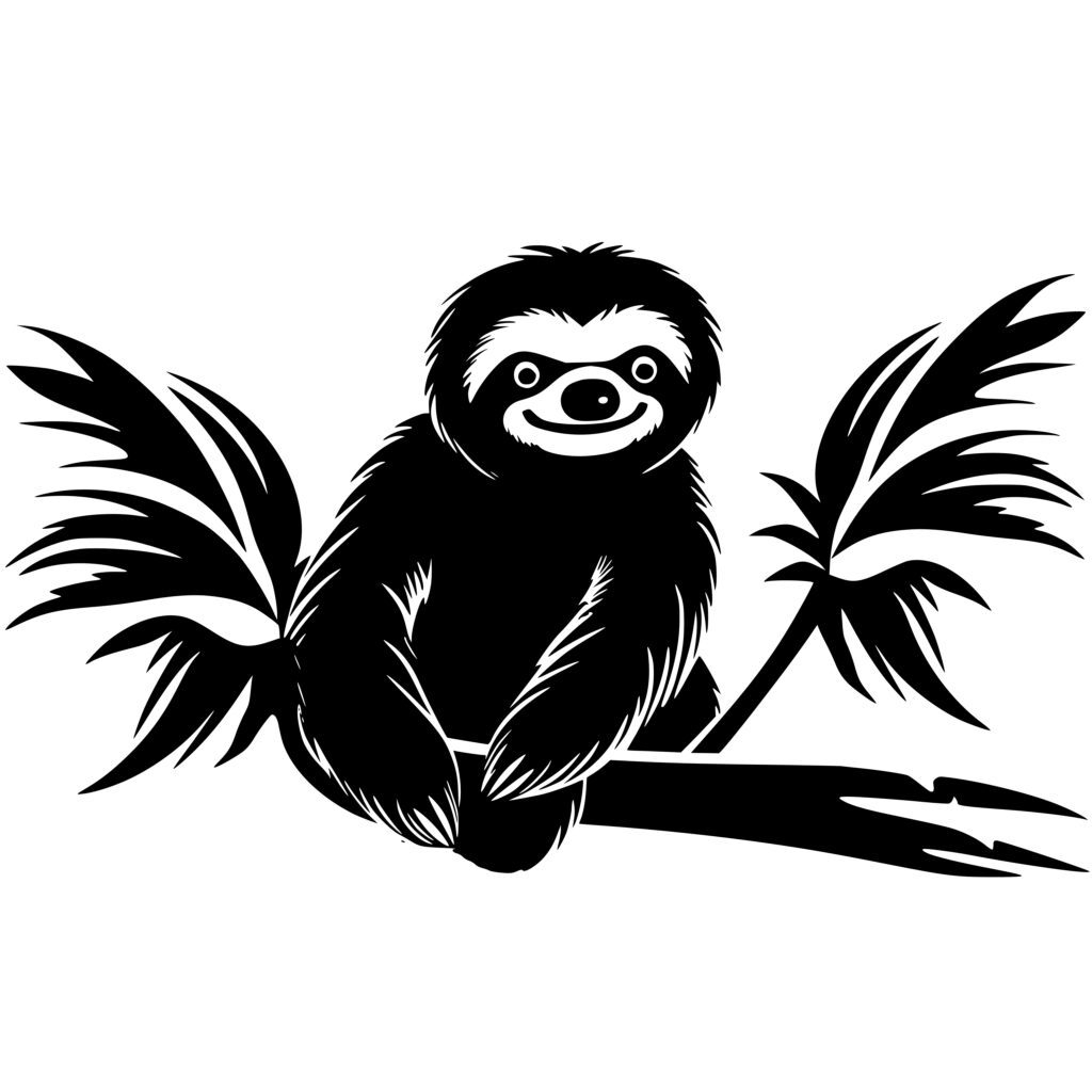Instant Download SVG File: Happy Sloth for Cricut, Silhouette, Laser