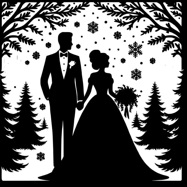 Winter Wedding Couple SVG File for Cricut, Silhouette, Laser Machines