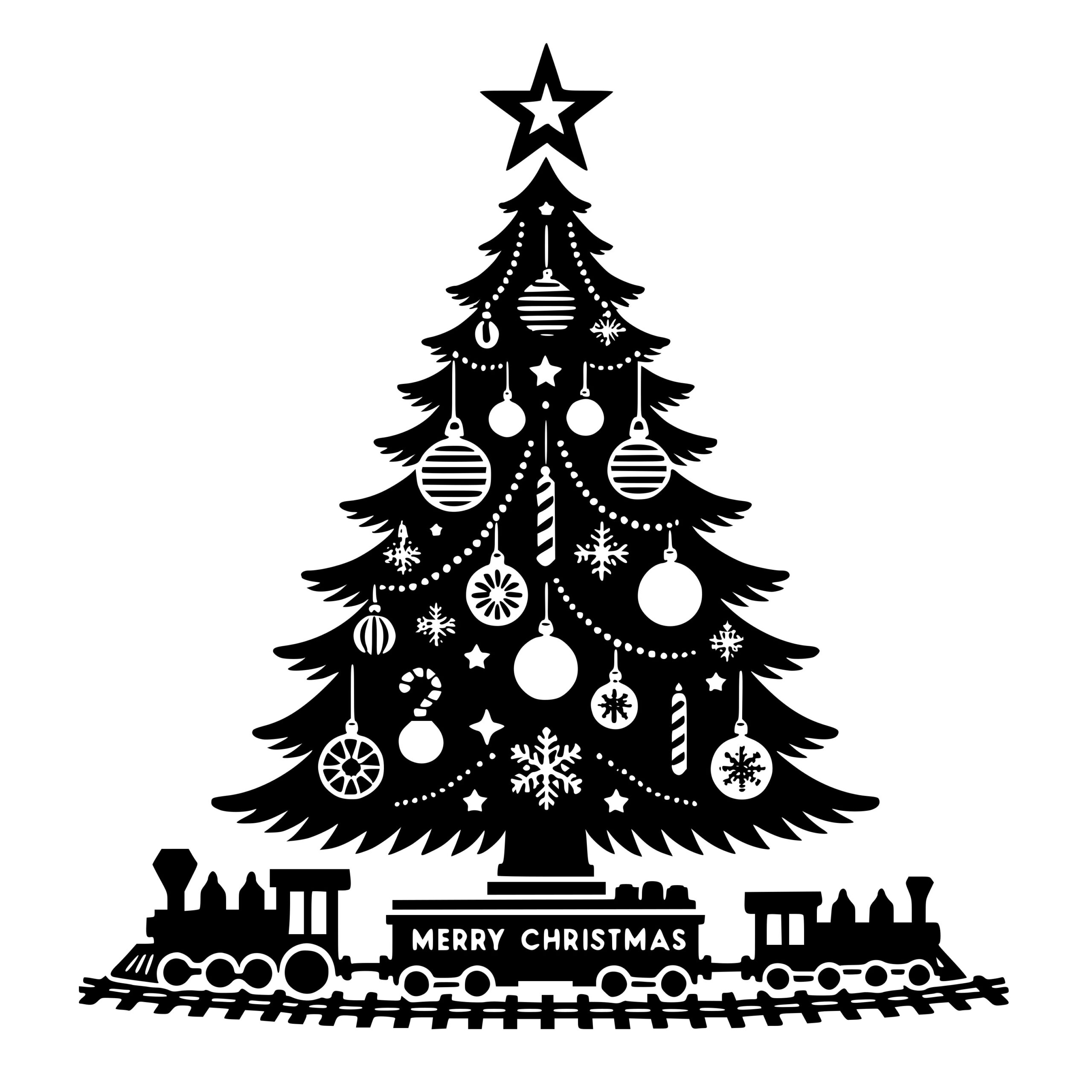 Train Set Christmas Tree SVG File for Cricut, Silhouette, Laser