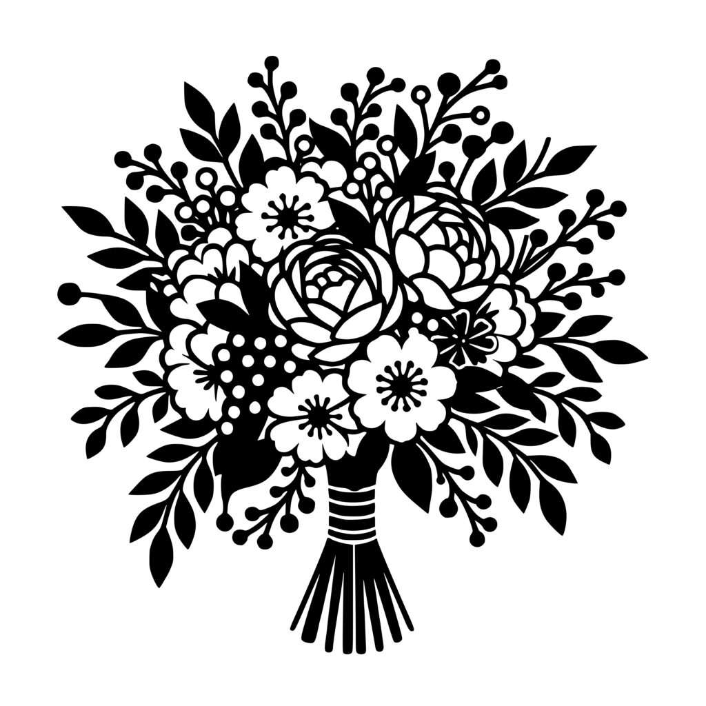 SVG PNG DXF Bridal Bouquet Sketch File For Cricut Silhouette Laser svg-png-dxf-bridal-bouquet-sketch-file-for-cricut-silhouette-laser