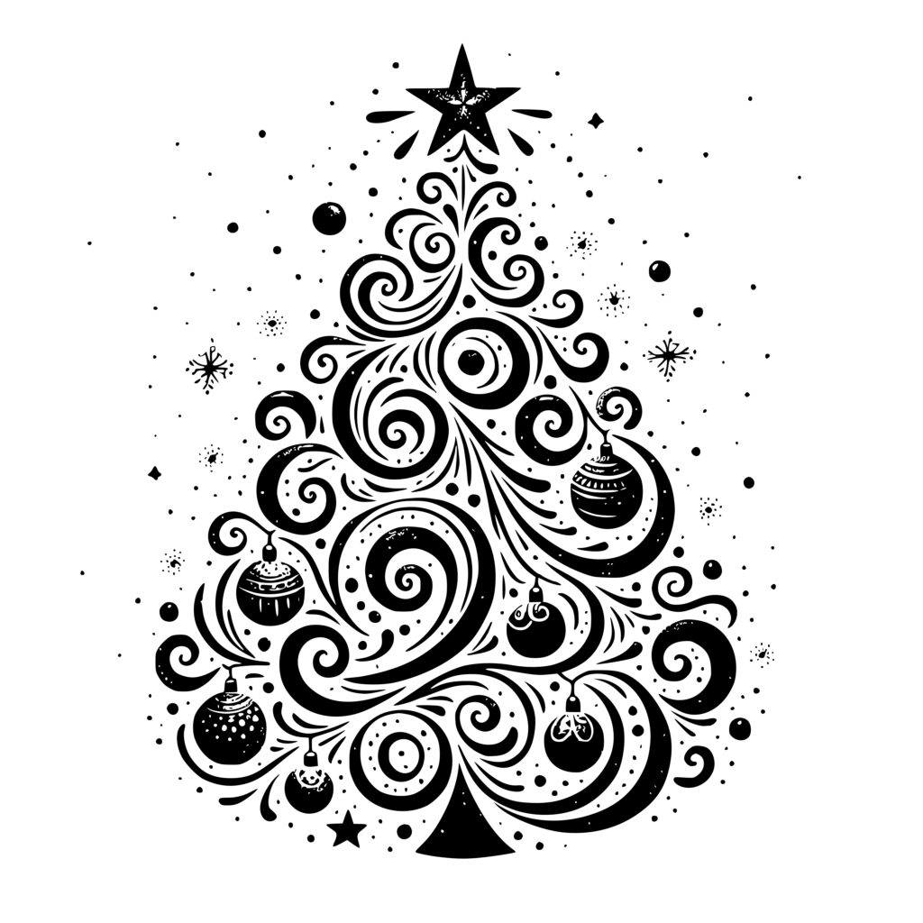 Whimsical Christmas Tree SVG File for Cricut, Silhouette, Laser Machines