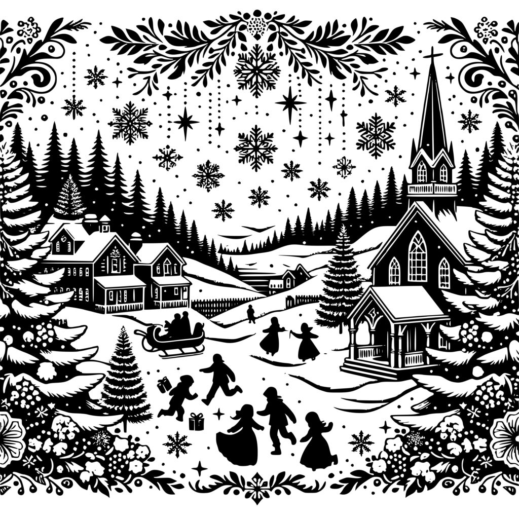 Snowy Christmas Village SVG Image: Instant Download for Cricut