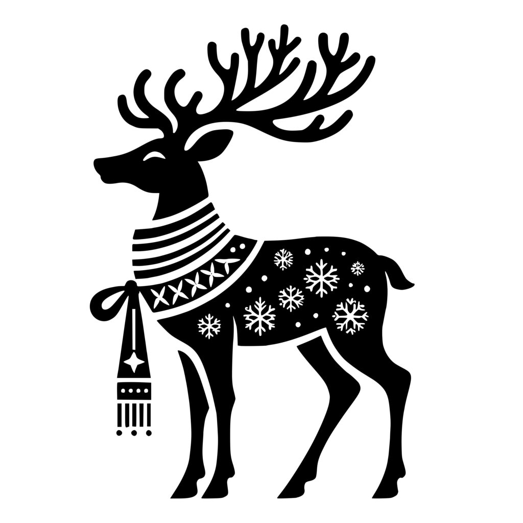 Retro Christmas Reindeer SVG File for Cricut, Silhouette, Laser Machines