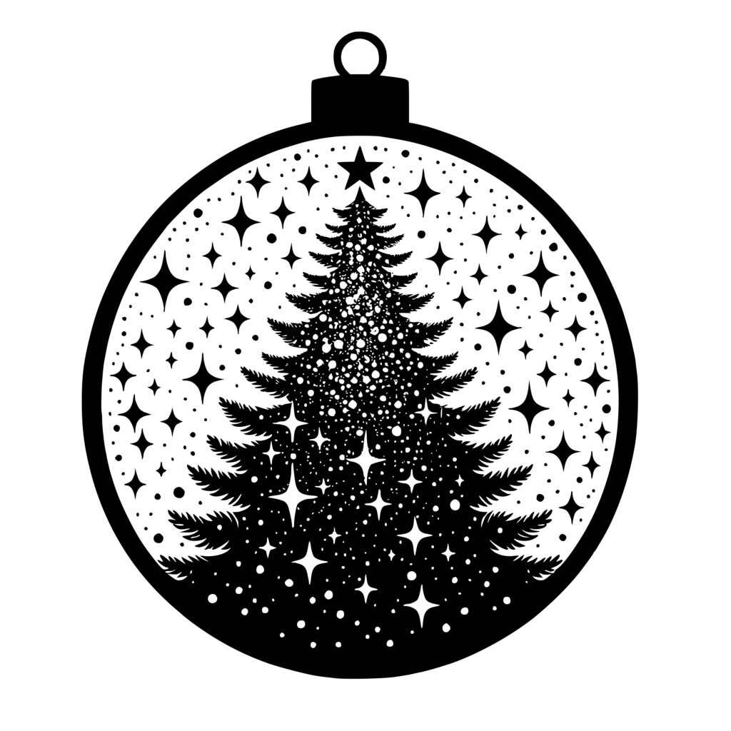 Glittering Tree Ornament SVG File for Cricut, Silhouette, Laser Machines