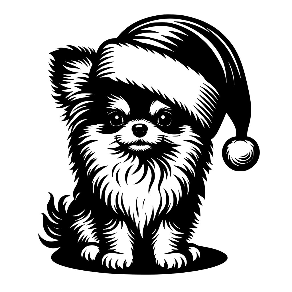 Santa Hat Fluffy Chihuahua SVG File for Cricut, Silhouette, Laser Machines